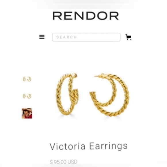 Rendor Victoria Twisted Hoop Earrings, 18k Gold Plated - Picture 4 of 5